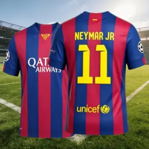 14 15/Home/Short Sleeve/11# Neymar JR/Retro/Soccer Jersey/Fans Version/Red Blue