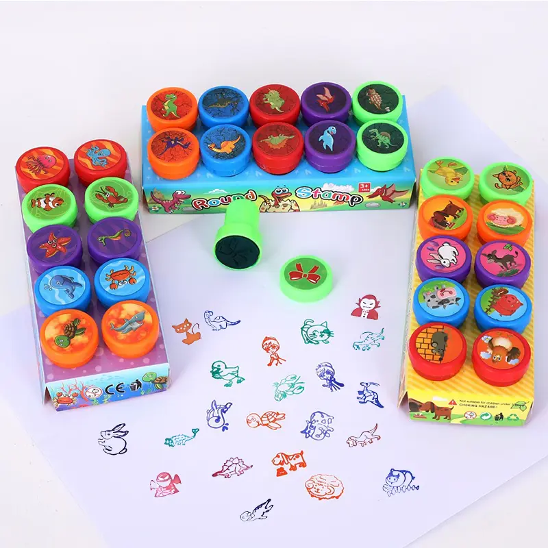 10pcs Assorted Stamps for Kids Self-ink Stamps DIY Painting Photo Album Decor ﻿Party Favors Birthday Gifts for Kids Bag Fillers