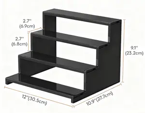 4 Tier Black Display Stand for Cologne,Perfume,Figures, Cupcake, Dessert, Spice, Fragrance, Countertop, Vanity, Dresser, Cabinet Use Racks Set