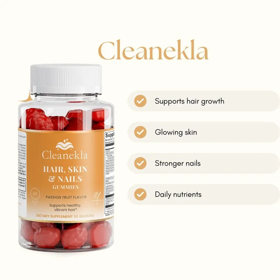 Glow Gummies Beauty Supplement - 60 Pieces Natural Edible Vitamin Gummies, Nutrient Supplement with Biotin, Zinc, Vitamin C, Collagen Boost, Minerals, Vegetable Oil, Passion Fruit Flavor for Skin Care, Even Skin Tone, Gummy Vitamins