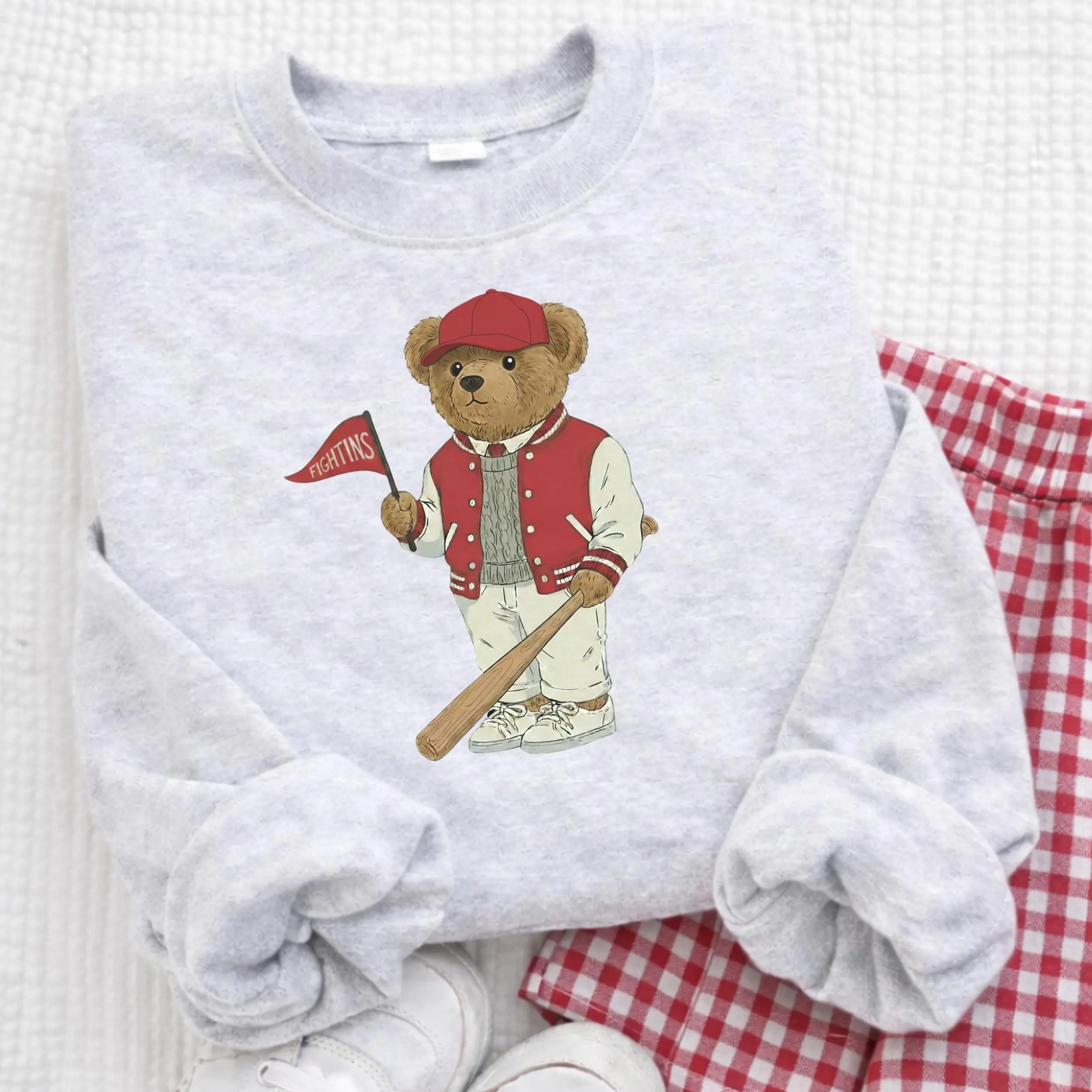 Philadelphia Baseball Bear Y2k Graphic Sweatshirt, City Pride Pullover Hoodie For Men & Women