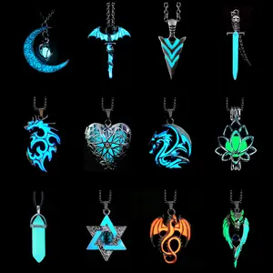 Different Luminous Dragon Necklace Glowing Night Fluorescence Antique Vintage Glow In The Dark for Men Women Gift Party Day Club