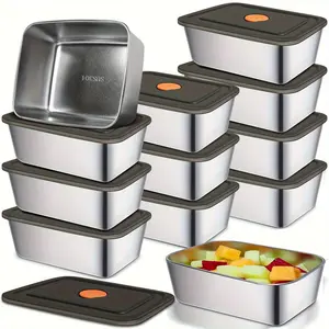 Stainless Steel Food Storage Container with Lid, Meal Prep Containers, 10/20pcs Modern Food Storage Box, Microwave & Refrigerator Safe, Dishwasher Friendly Bento Box