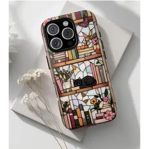 Literary Gift, Cat Phone Case, books phone case, Bookcase 3D Case, Cover for IPhone17 16 15 14 13 12 11 Plus Pro Promax Case for IPhone Tough Phone Case