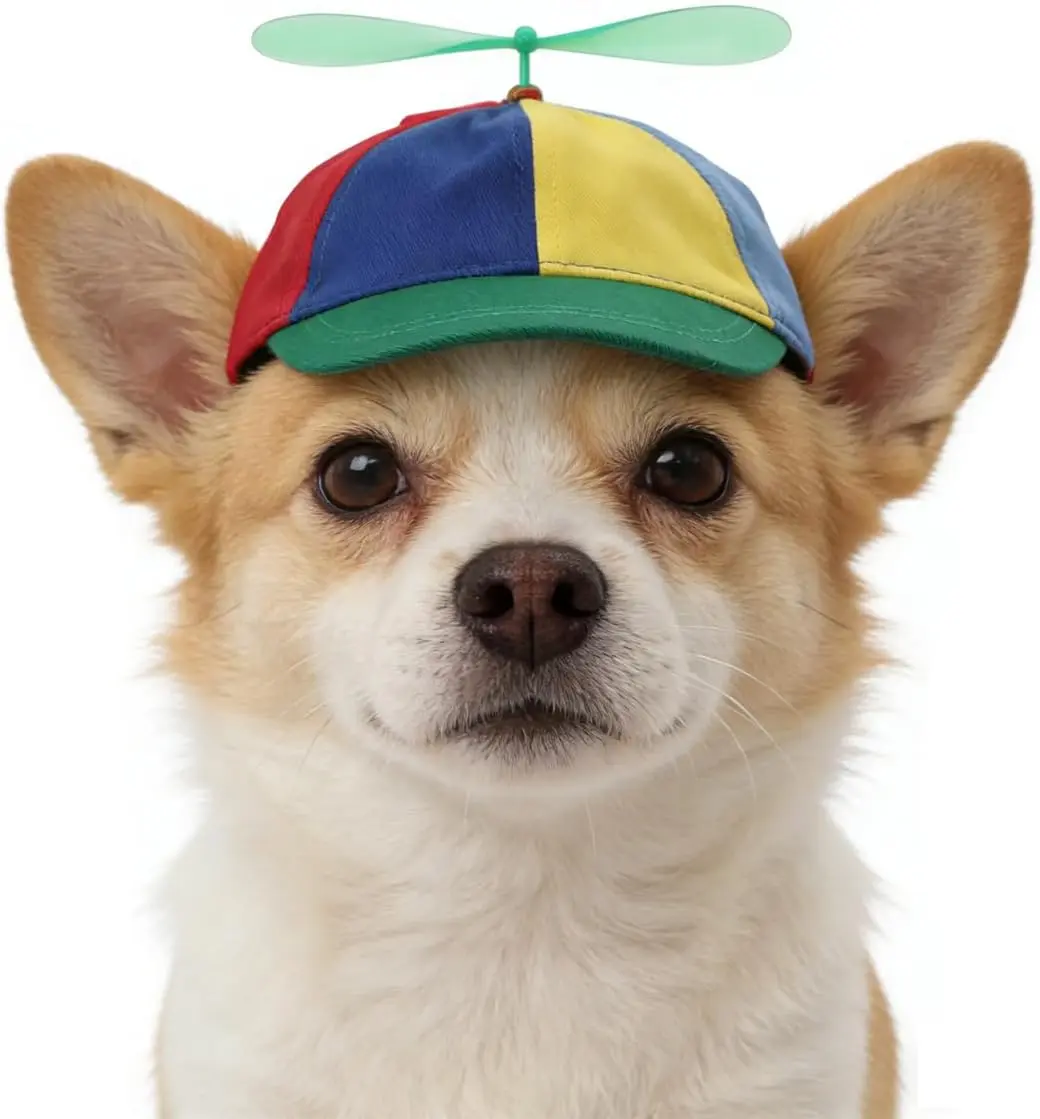 Pet Propeller Spinner Hat - Adjustable Rainbow Baseball Cap for Cats & Dogs, Sun Protection Funny Pet Accessory