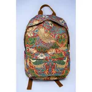 212 MAIN Casual Lightweight Strawberry Thief Print Sinobrite Large-Capacity Functional Tapestry Backpack, Casual Lightweight Backpack