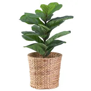 Vintiquewise Round Handwoven Natural Water Hyacinth Wicker Bin Organiser - 10.25x11 in, Brown Home Decor Storage Basket for Bathroom/Bedroom (Round Shape Home Supply)