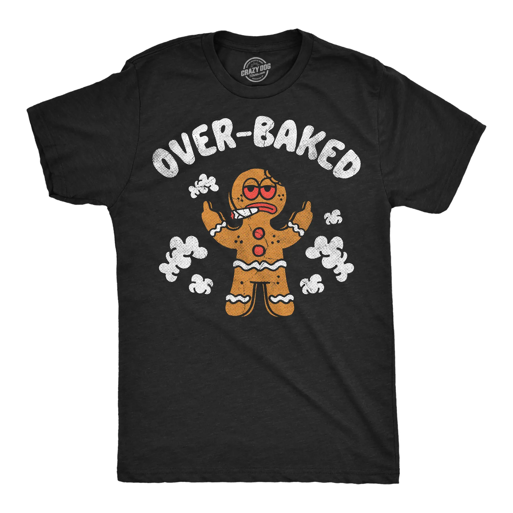 Mens Funny T Shirts Overbaked Sarcastic Christmas Graphic Novelty 420 Tee For Men Mens Funny T Shirts Cool Vintage Fashion T-Shirt Gift Classic Menswear Christmas Apparel for Men Funny 420 Short Sleeve Novelty Black -