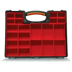 212 MAIN Easy-Grip Plastic Tool Organizer - Tool Holder with 22 Removable Bins, Transparent and Orange Storage Box for Sports, Outdoor Cycling Equipment