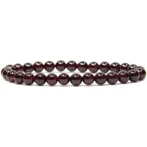 Garnet Stone Dainty Bracelet 4mm Burgundy Garnet Crystal Stretch Healing Bracelet for Daily Use Gift for her, gift for him Elastic Jewelry