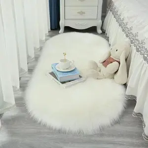 New European Style Long Plush Fluffy Rug Soft Comfortable for Bedroom Living Room Bedside Balcony Washable Carpet