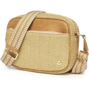 Faux Straw Crossbody Bags for Women Summer Purse 2026 RFID Raffia Woven Bag Travel Beach Hawaiian Cruise Essentials