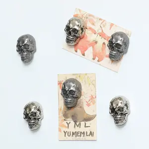 Halloween Skull Magnet Set, Heavy Metal Style Fridge Magnets, Office Whiteboard Clips, Kitchen Cabinet Decor, 2/6 Pack, Refrigerator Decorating Magnet