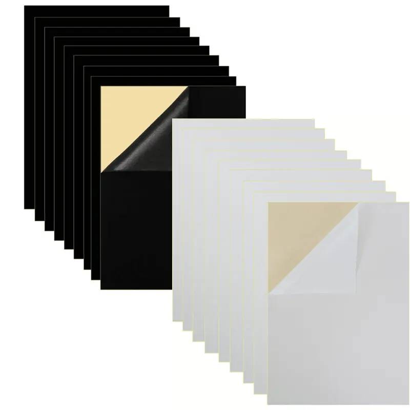 20Pcs Self Adhesive Felt, DIY Self Adhesive Fabric for Art & Crafts, Peel and Stick Felt for Drawer and Jewelry Box Felt Liner, A4 Size (8.3" x 11.8", Black\White)