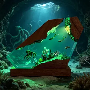 Octopus Ocean Resin Lamp - Handmade Resin Night Light with USB Port, Variable Lights, Bedroom Bar Decorative Lamp Octopus Gifts and Decor, Ocean Enthusiast Collectibles Desktop Ornament, Unique Meaningful Gifts for Birthday Christmas