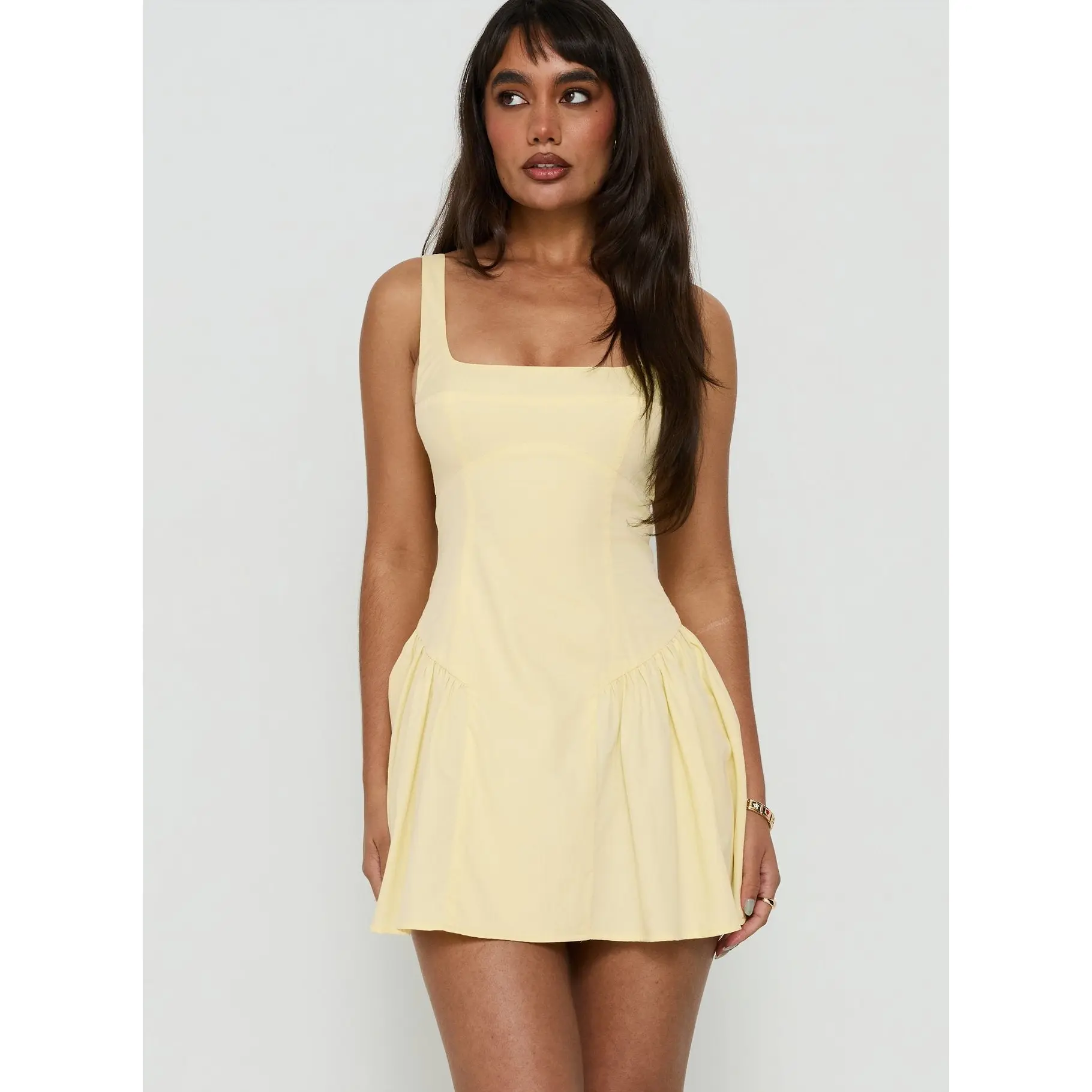 Lelouise Tie Back Mini Dress Butter Yellow