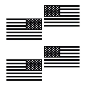 4 Pcs 3x5 Inch Both Sides American Flag Silhouette for Car Bumper, Window, Windshield, Laptop, Cellphone, Tablet. Gift for July 4th, Independence Day, Police, Veterans (USA Flag Black and White)