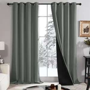 100% Blackout Curtains - 2-Layer Thermal Insulated | Blocks Sunlight | Privacy + Energy Save | Soundproof | Maintenance Friendly Modern Design