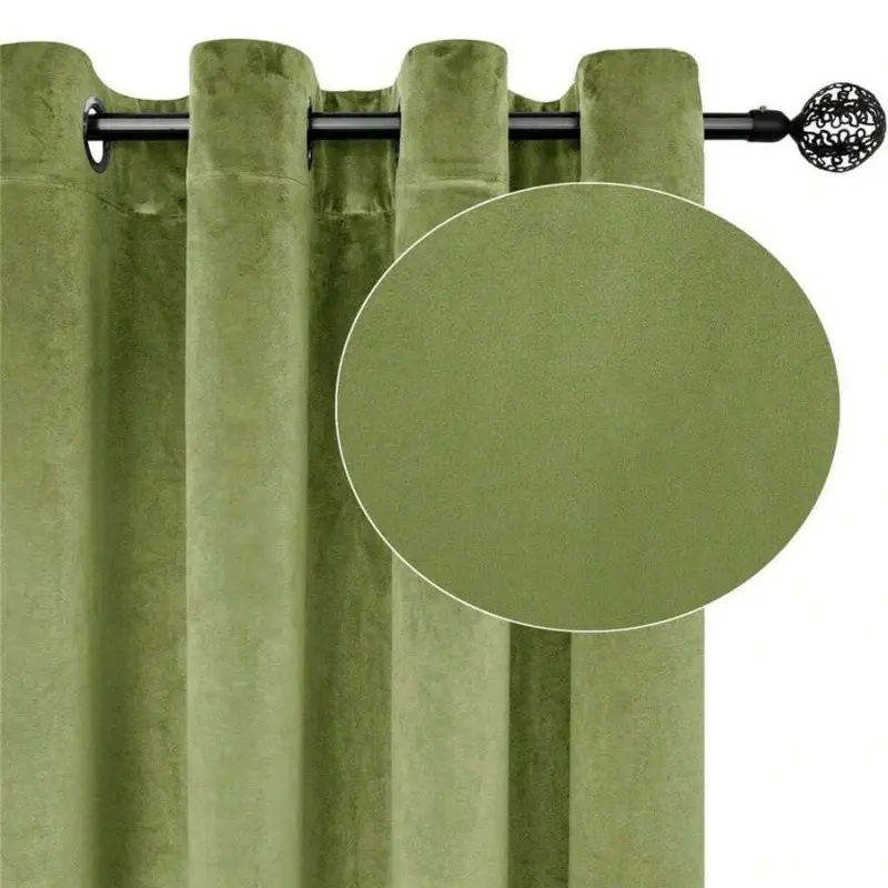 High Light Blocking Italian Velvet Curtains, Window Curtain, Privacy Curtain, Blackout Bedroom Curtains, Luxury Vintage Olive, Suitable for Living Room Bedroom Cafe, All Seasons Use
