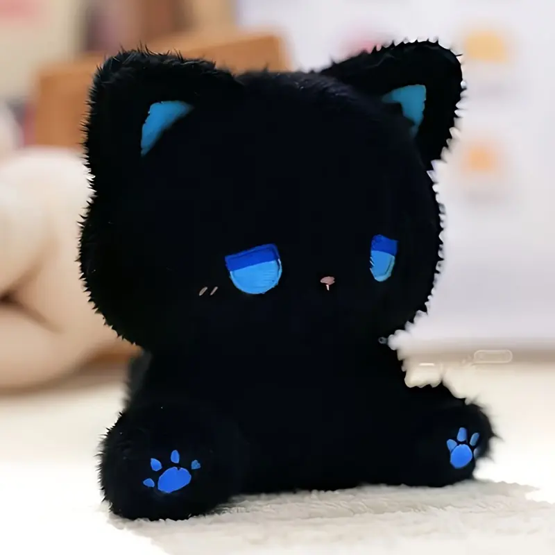 1 cute black cat plush toy, kitten Halloween cartoon doll pillow, fun Halloween party gift, Halloween decoration, Christmas gift, Thanksgiving gift