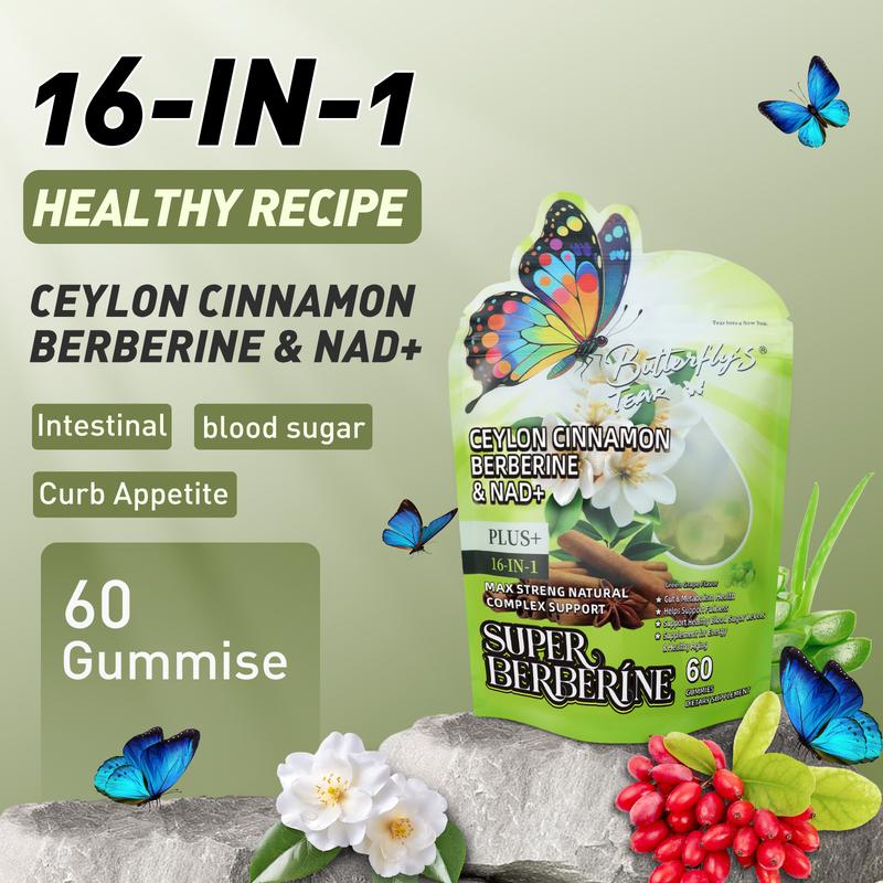 Butterfly's Tear Hot Beetroot & Super Berberine Gummies – 14-in-1 With Beet Root, Cayenne, NAD+ – Energy, Blood Pressure, Gut Support – 60 Count