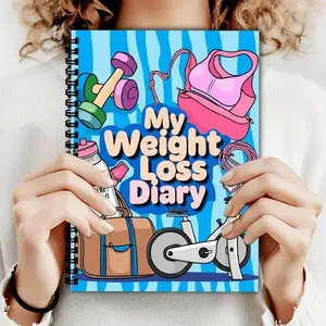 A5 Portable Diet Planner Notebook, Daily Weekly Food Journal & Exercise Plan, 104 Pages, Goal Motivation, Self-Discipline Aid