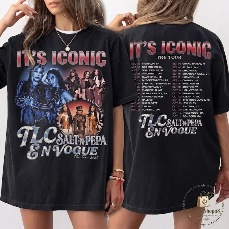 Women's Iconic TLC Salt-N-Pepa & En Vogue Retro Tour Printed Cotton T-Shirt, Casual Round Neck, Comfortable Fit, Style