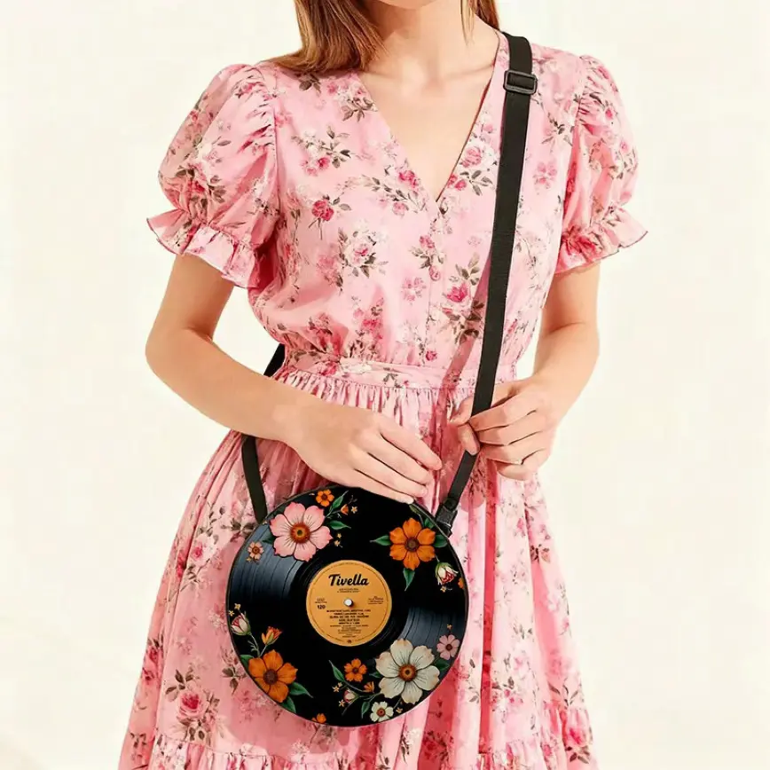 Women's Crossbody Bag, Crossbody Fashion Bag, Round Wallet, Small Round Shoulder/Handbag, Suitable for Travel and Everyday Use I Adjustable Shoulder Strap, Vintage Style, Adjustable Strap Purse, Adjustable Crossbody Purses, 2D Flat Printing