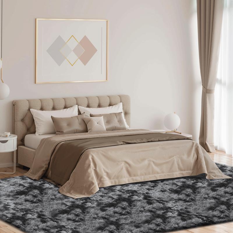 AAFKK Area Rugs For Living Room, Ultra Soft Large Shag Living Room Rug Fluffy Rug Carpet For Bedroom, Plush Modern Floor Rug For Kids Room Fuzzy Rug For Home Decor Aesthetic, Tie-dye Black Grey