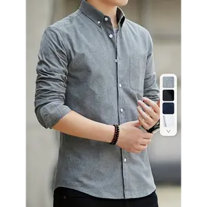 Mens Slim Fit Long Sleeve Shirt Button Down Collar Business Casual Weekend Formal Spring Autumn​