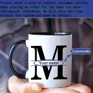 1pc Personalized Custom Letter Name Coffee Mug Design Custom Cup Ceramic Cup Novelty Mug White Tea Cup Summer And Winter Drinkware Birthday Gift Family Party Gift Holiday Gift Customized