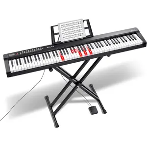VEVOR 88 Key Digital Piano Keyboard, Semi Weighted Keys, Full Size Electric Keyboard Piano Set with Adjustable Stand Built-In Speakers Sustain Pedal Headphones, Bluetooth MIDI USB for Beginners