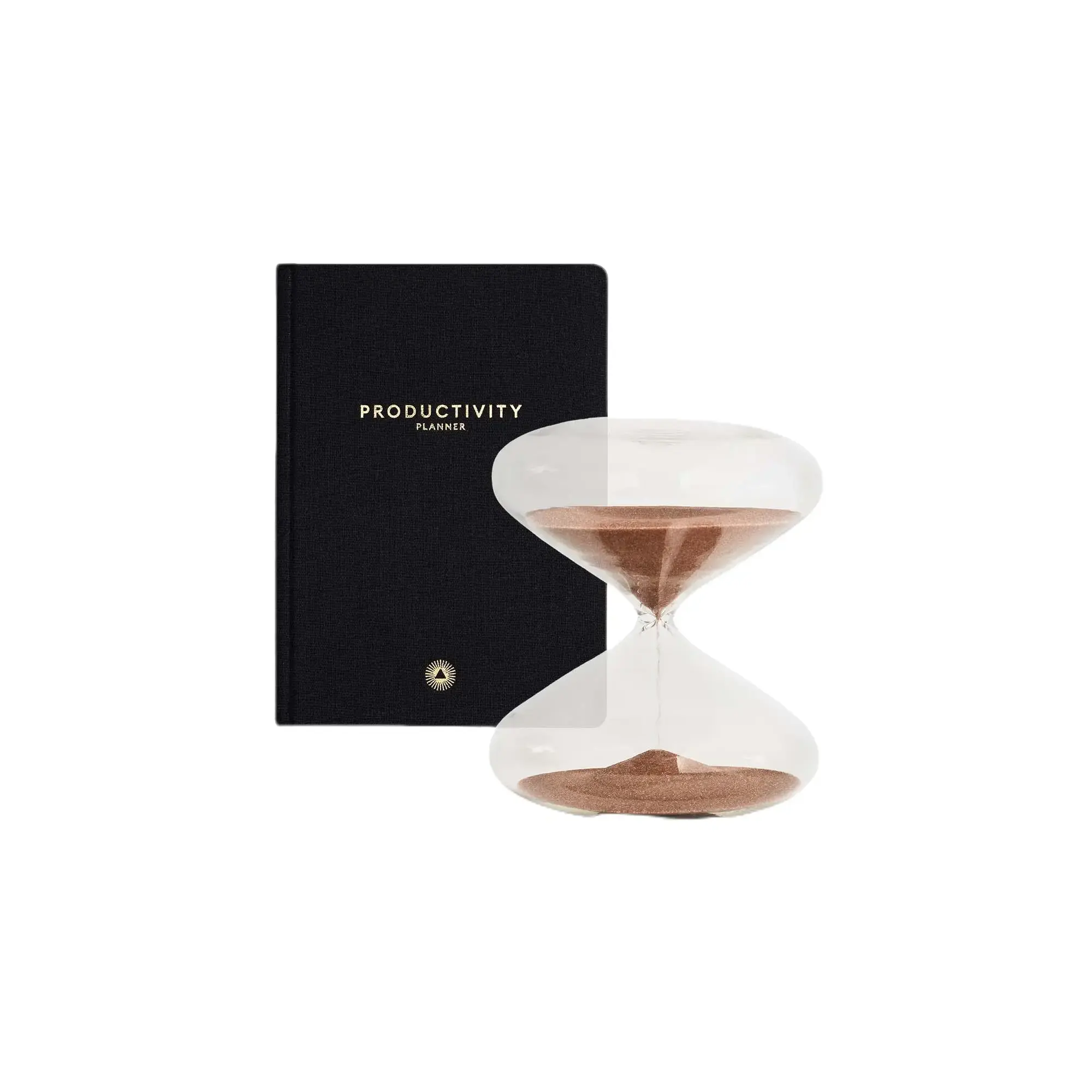 INTELLIGENT CHANGE LLC Black Productivity Planner & Mindful Focus Hourglass Bundle - Anti-Procrastination Office Personal Organiser for Computers & Office Stationery Supplies