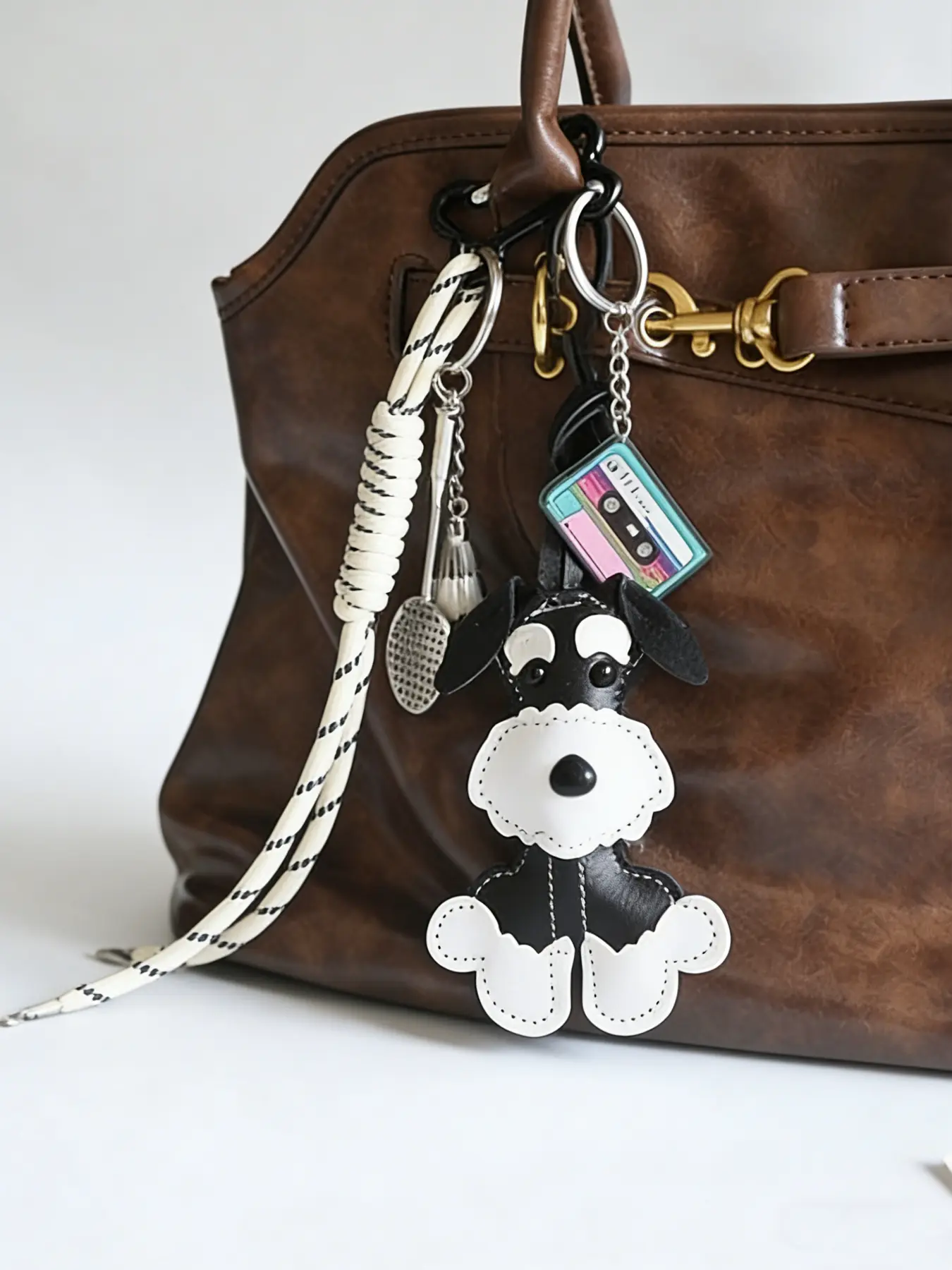 Mini Schnauzer Animal Theme Keychain, Keychain For Bags - Cute Backpack Charm With Badminton Pendant Phone Strap Accessory, Birthday Gift, Holiday Gift, Perfect Gift For Pet Lovers, Keychain Accessories