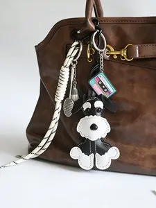 Mini Schnauzer Animal Theme Keychain, Keychain For Bags - Cute Backpack Charm With Badminton Pendant Phone Strap Accessory, Birthday Gift, Holiday Gift, Perfect Gift For Pet Lovers