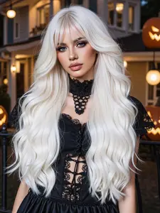 Women's Long Curly Cosplay Wig, Halloween Costume Synthetic Fiber Hairpiece, High-Temperature Resistant, Daily Wear & Party Use, Synthetic Hair Pieces, Synthetic Curly Wigs, Synthetic Wavy Wig