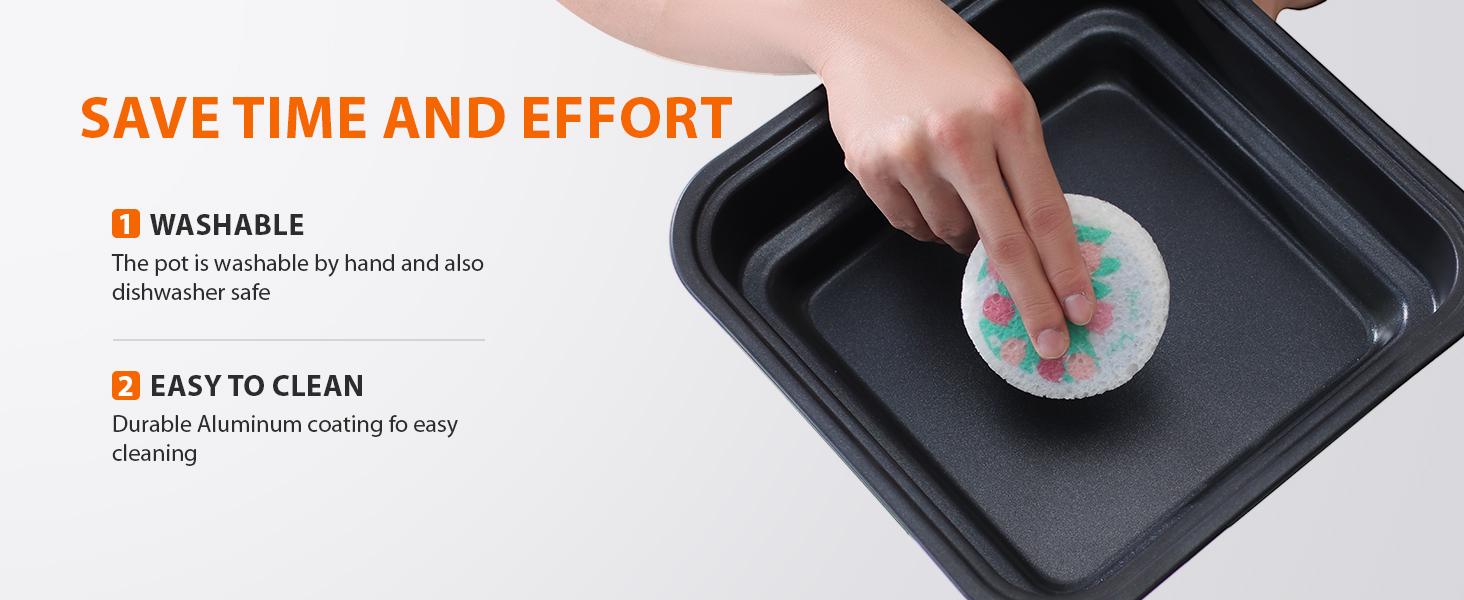 2-in-1 Electric Hot Pot 4L Non-Stick Portable Shabu Pot with Grill Pan & Removable Pot Non-Stick Ceramic Oil Coating Multi-Power Control 400W/1600W for Dorm Office Apartment White