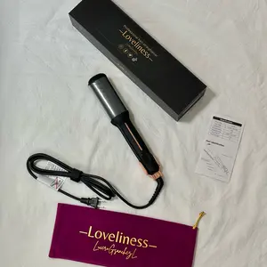 Loveliness Alizadora y Rizadora de Cabello LOVELINESSLGSL with 450F Titanium Plates Red Infra LED Screen Rotating Cable Travel Bag Included