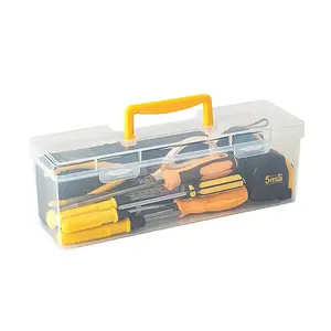 Multi-Function Household Hardware Tool Box - Transparent Handheld Storage Case with Adjustable Compartments for Wrench, Screws, Accessories, and Parts Organization