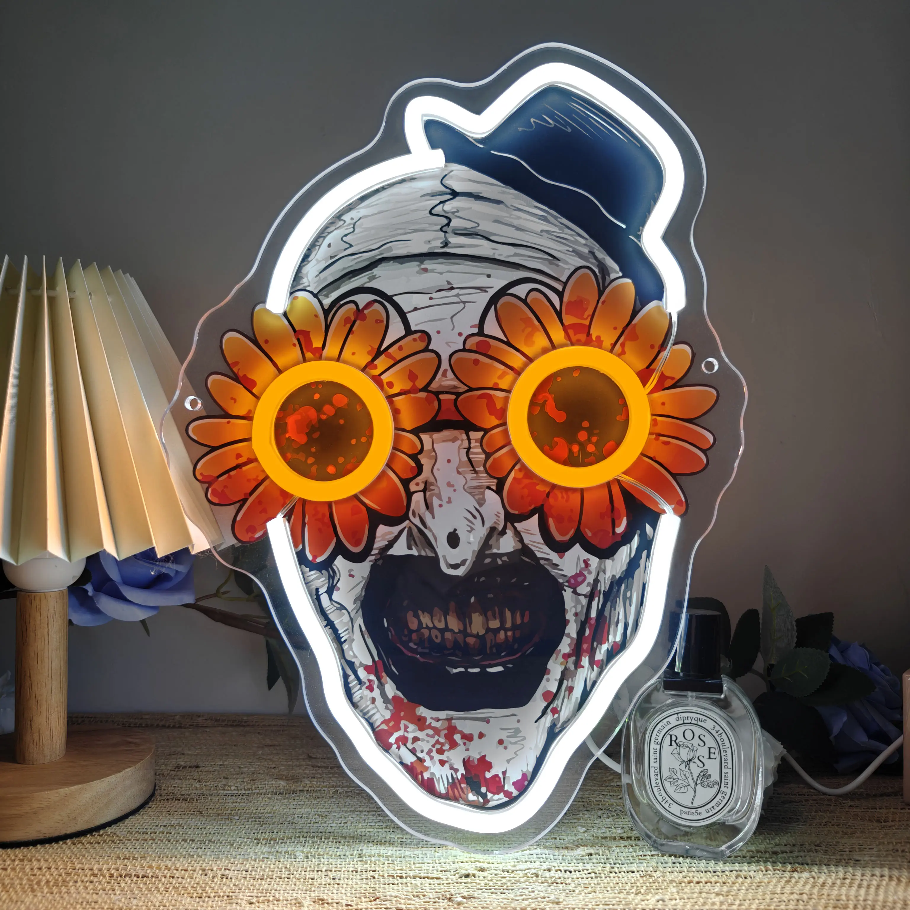 Art the Clown Terrifier Neon Sign - USB-Powered Single-Color LED Wall Light, Halloween Vibes Spooky Atmosphere Decor, Horror Lover Gifts, Indoor Use LED Lights (10.24x13.78in)