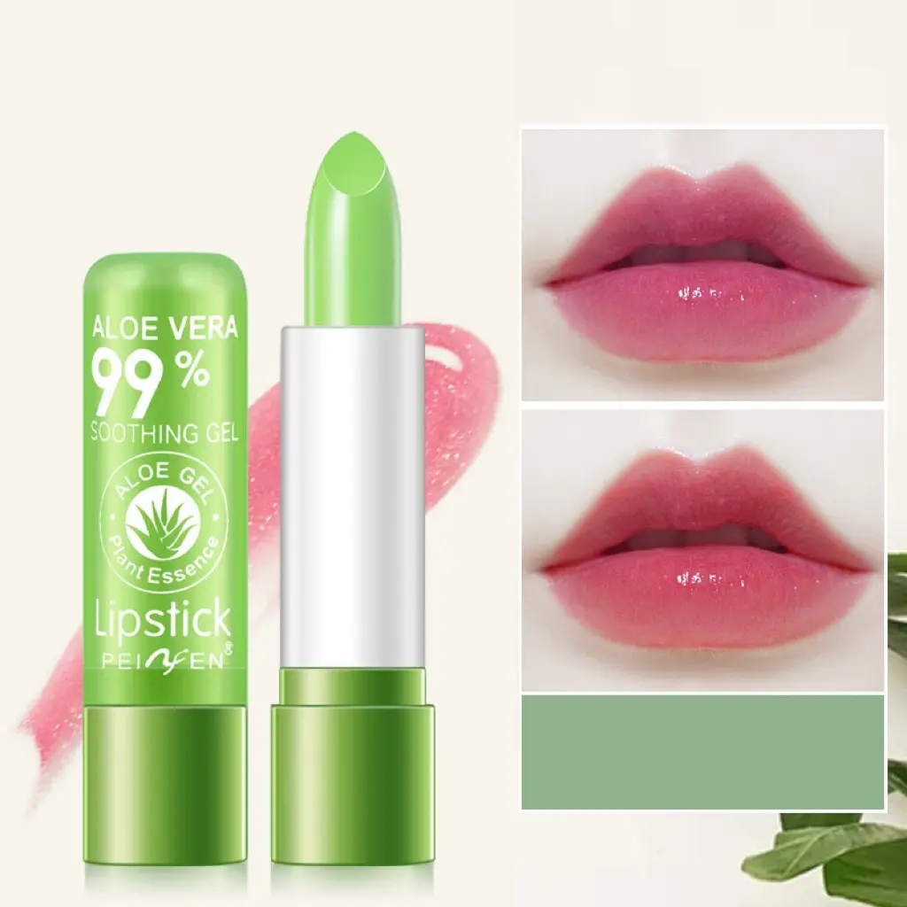 Temperature-Change Lipstick Aloe Strawberry Peach Trio, Repair Moisturizing Color-Changing Tinted Lip Balm, Lip Care, Lip Treatment, Waterproof Anti-Dry Cracks, 3.5g, Hydrating Lip Balm