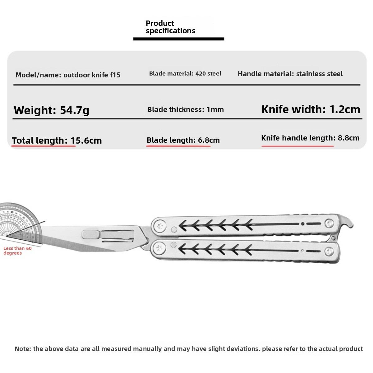 New Creative Butterfly Portable Folding Utility Knife Fruit Knife Sharp Multi-Function Keychain Knife with Replaceable Blade, Mini Portable Carving Knife Stainless Steel Pocket Knife Travel Express Knife