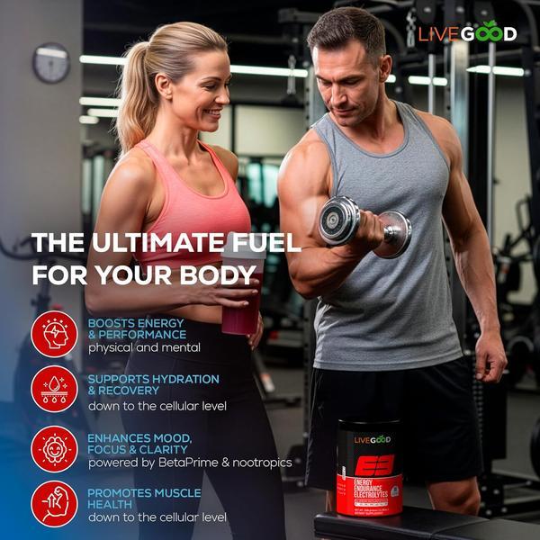 Energy Endurance Electrolyte Powder for Hydration with BCAAs for Muscle Strength Support 11.96oz