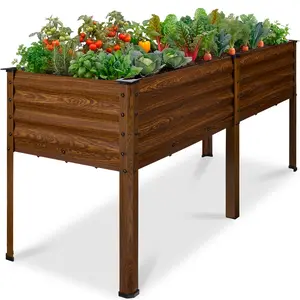 Best Choice Products 72x24x30in Non Toxic Elevated Galvanized Metal Garden Bed Corner Protectors