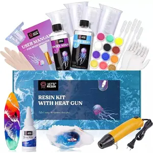 LET'S RESIN 16oz Clear Resin Kit with Heat Gun, Father's Day Gift, Premium Crystal Epoxy Resin with White Pigment Paste,High Gloss & Bubbles Free Resin Hardener Kit for Art Crafts,Molds, Making Ocean Wave - LET'S RESIN