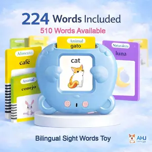 AHJ English & Spanish Talking Flash Cards, 224/510 Sight Words  – Bilingual Learning Toy for Toddlers Ages 1–4