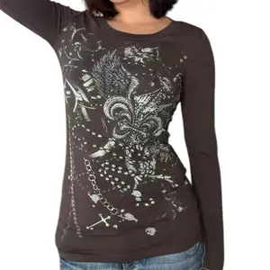 Bella Rhinestone Long Sleeve Brown