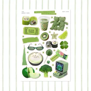 Green-core Aesthetic Trinkets • Junk Journal Sticker Sheet • Trinkets & Tidbits • Scrapbook Stickers • Vision Board • Green Objects