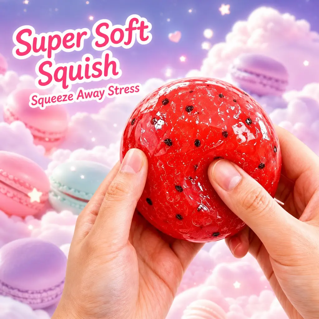 Watermelon Slushy Squishy Stress Relief Toy - Soft Silicone Moldable Fidget Accessory with Crinkling Sound, Sensory Plaything for Kids, Ideal Decompression Hobby & Leisure Gift