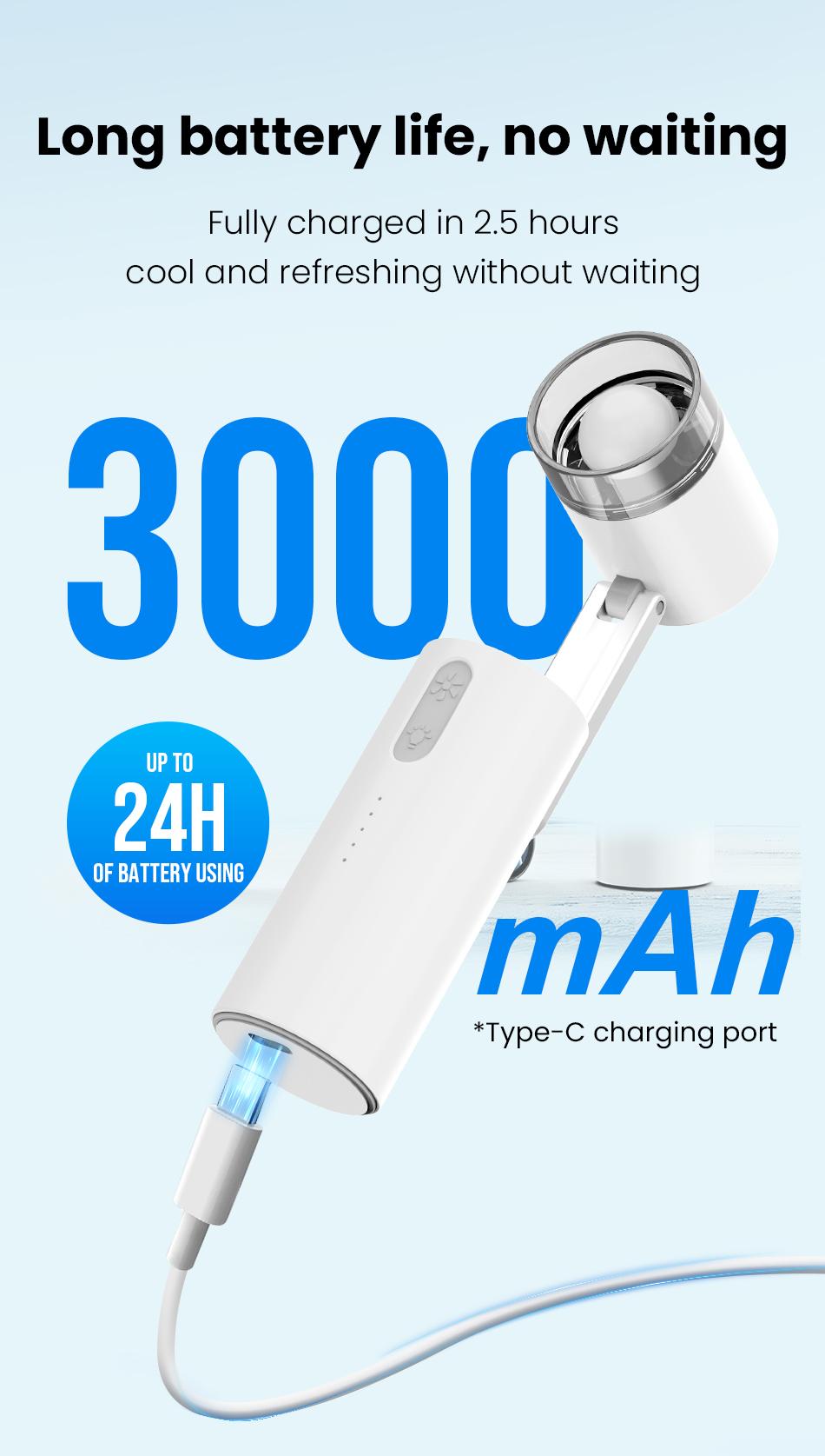 IMOLI FW-6 Portable Handheld Fan,Foldable Ultra-High-Speed "Turbo" Fan,LED Light, 5 Speed Settings,Quiet,Ideal for Outdoor,Travel,Camping,Sports, Office